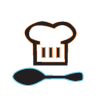 chef hat and wooden spoon icon